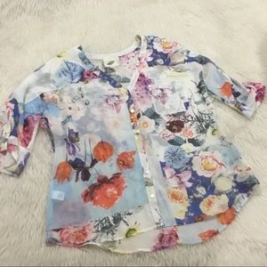 Nature sheer floral blouse